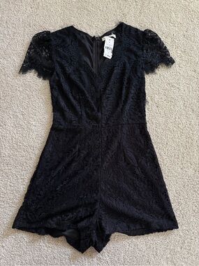 LF Black Lace Puff Sleeve Dress